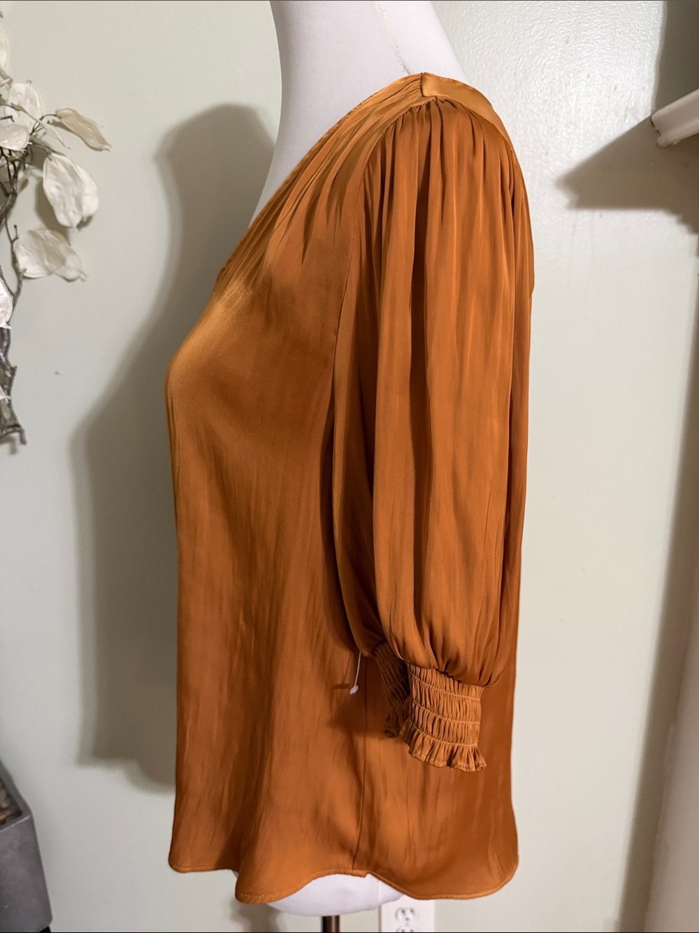 Ann Taylor Rust V-Neck Short Sleeve Blouse - Picture 4 of 5